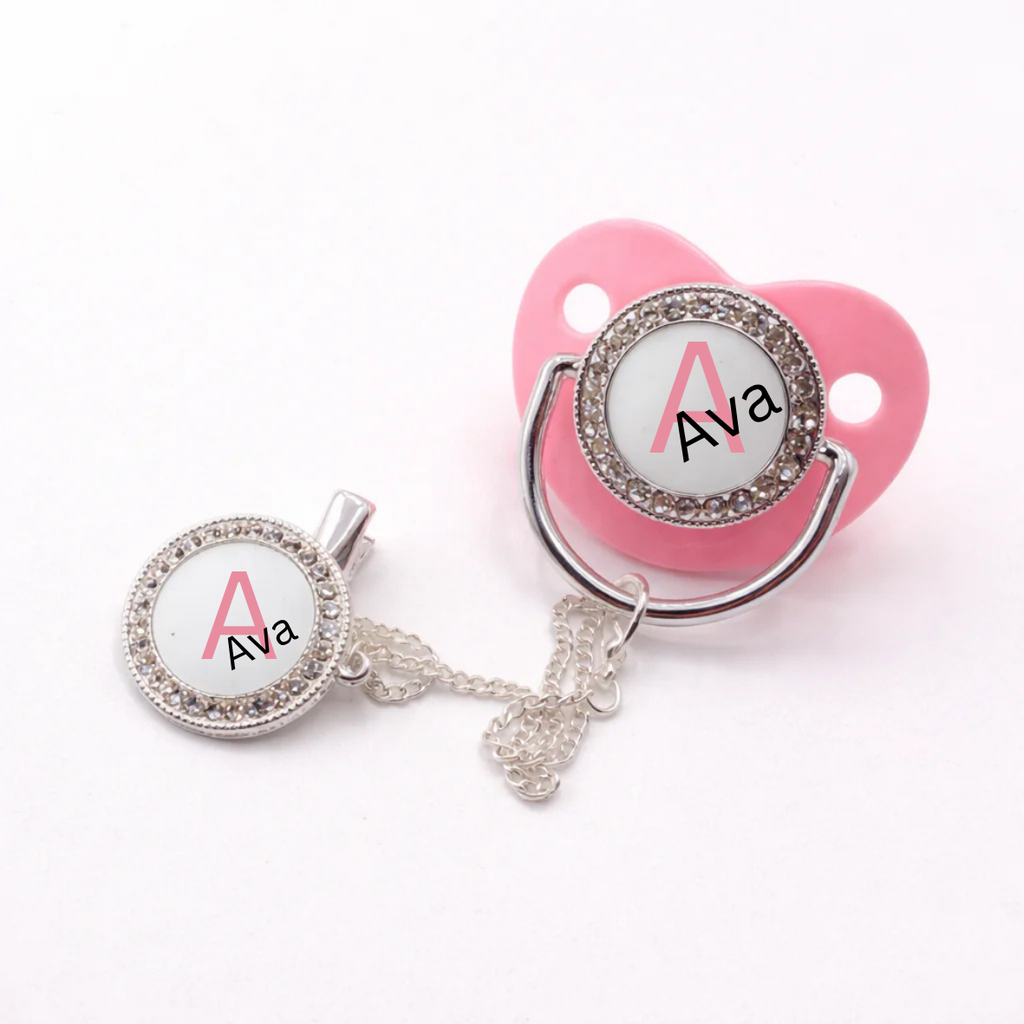 Personalised Dummy & Matching Dummy Clip Custom Name Boy or Girl
