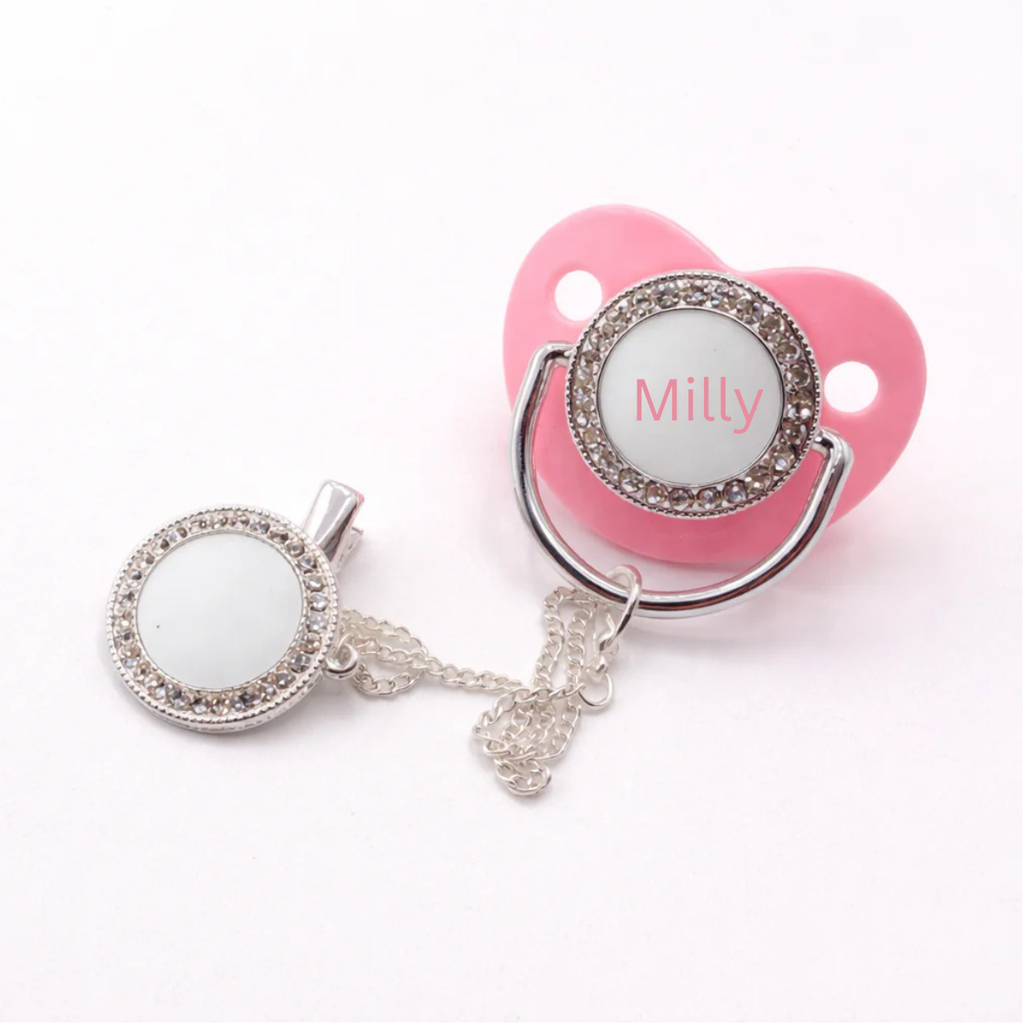 Personalised Dummy & Matching Dummy Clip Custom Name Boy or Girl
