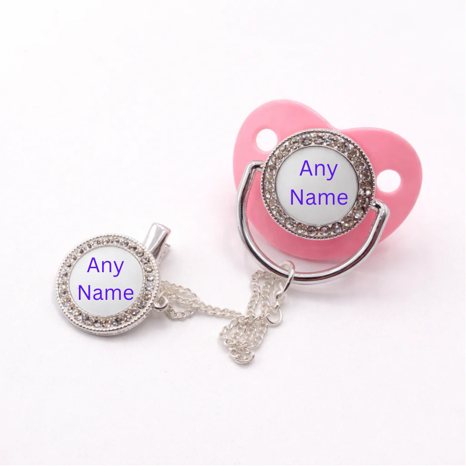 Personalised Baby Dummy with Matching Dummy Clip