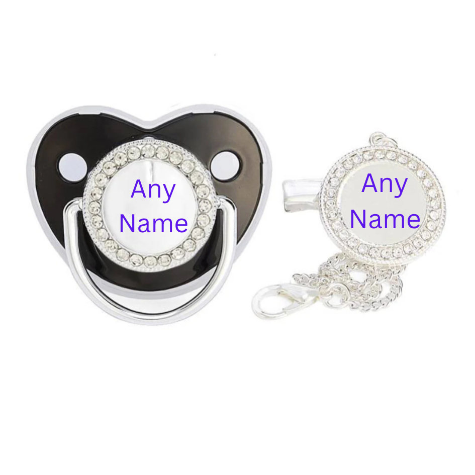 Personalised Baby Dummy with Matching Dummy Clip
