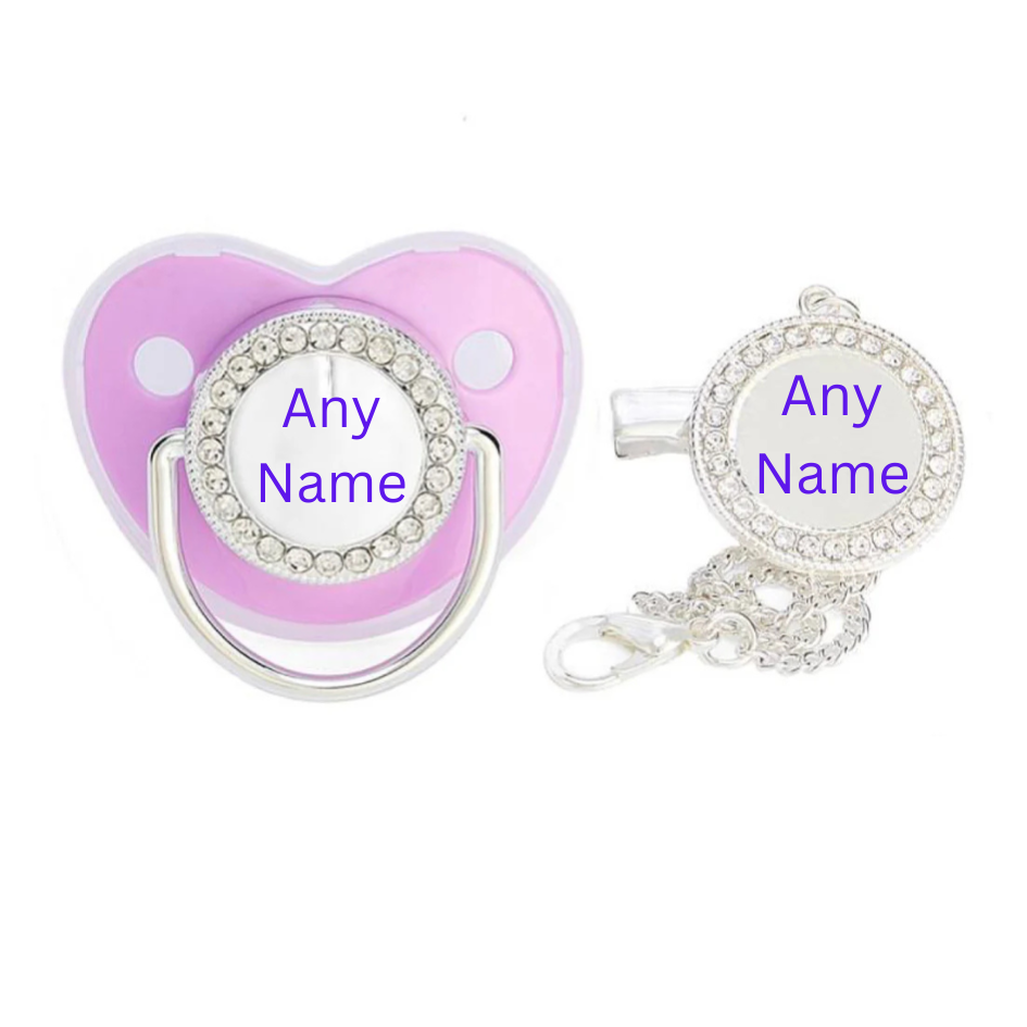 Personalised Baby Dummy with Matching Dummy Clip