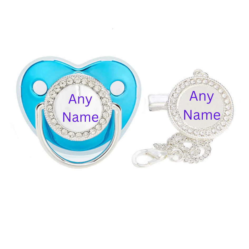 Personalised Baby Dummy with Matching Dummy Clip