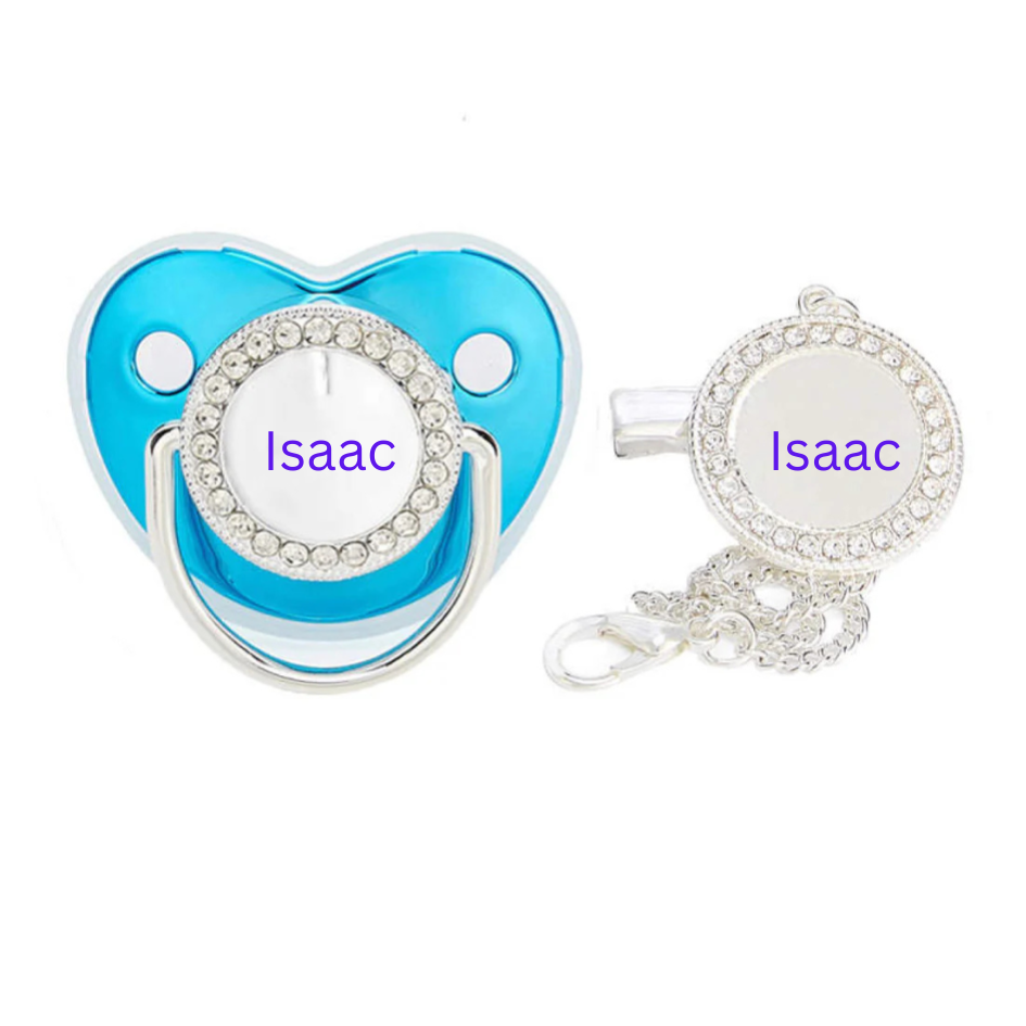 Personalised Baby Dummy with Matching Dummy Clip