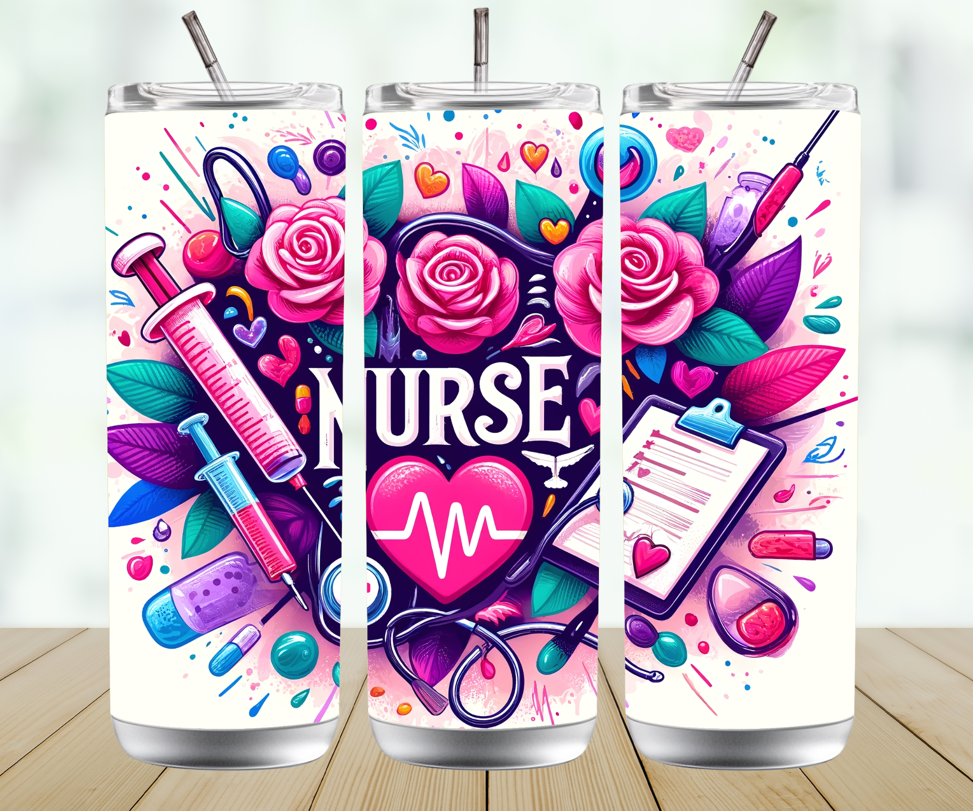 Personalised Straight Tumbler – Custom Name Skinny Tumbler with Lid & Straw