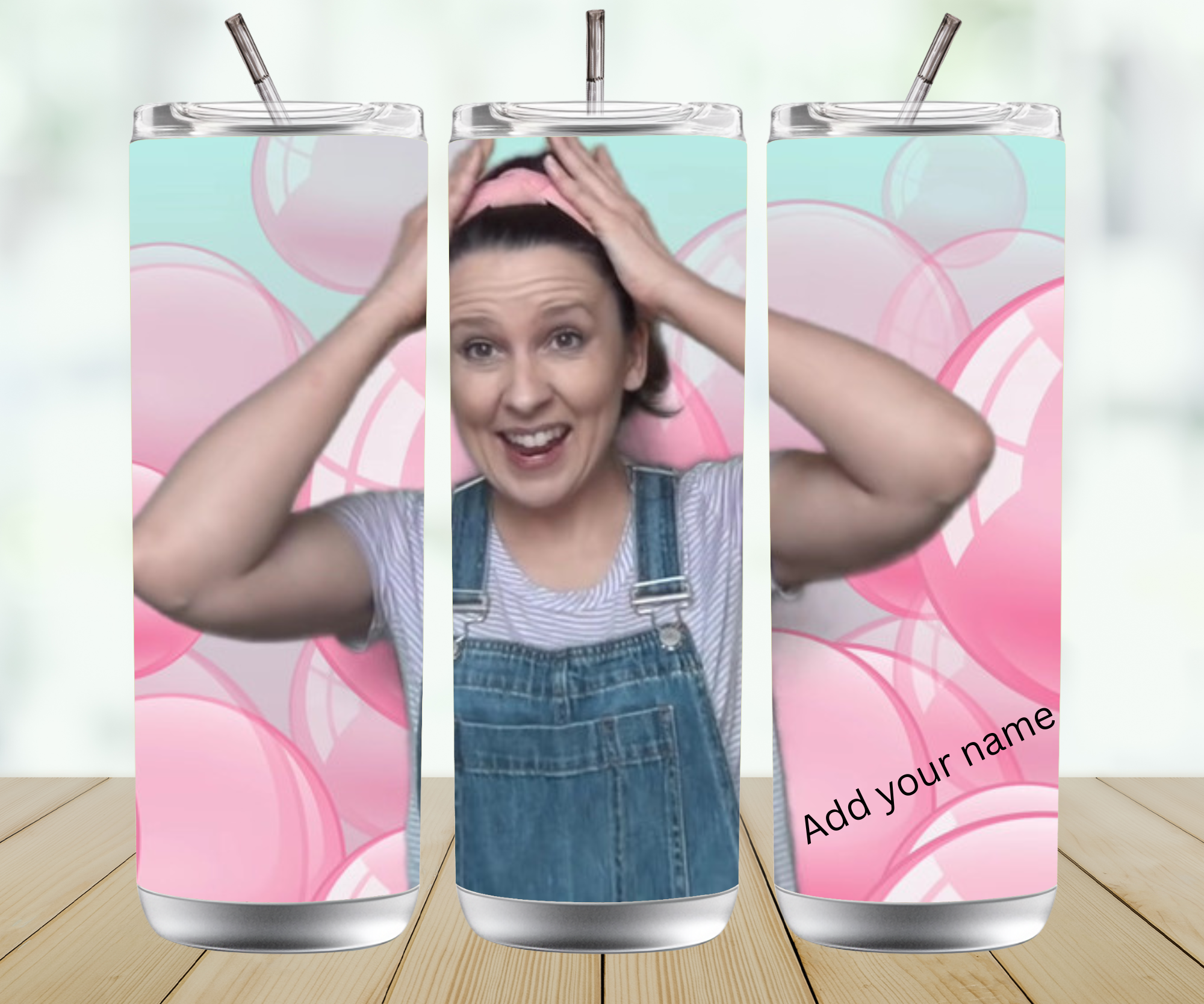 Personalised Straight Tumbler – Custom Name Skinny Tumbler with Lid & Straw