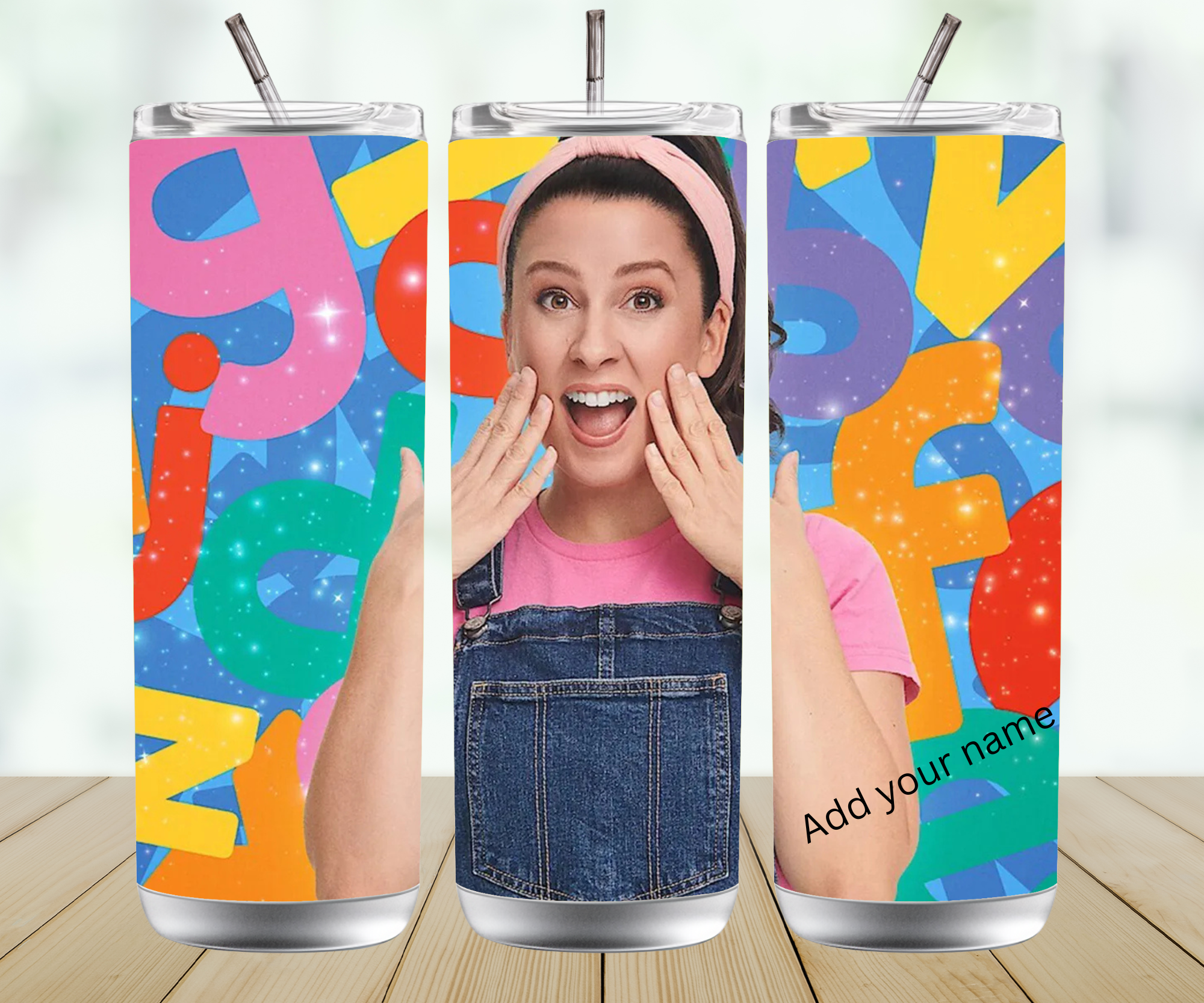 Personalised Straight Tumbler – Custom Name Skinny Tumbler with Lid & Straw