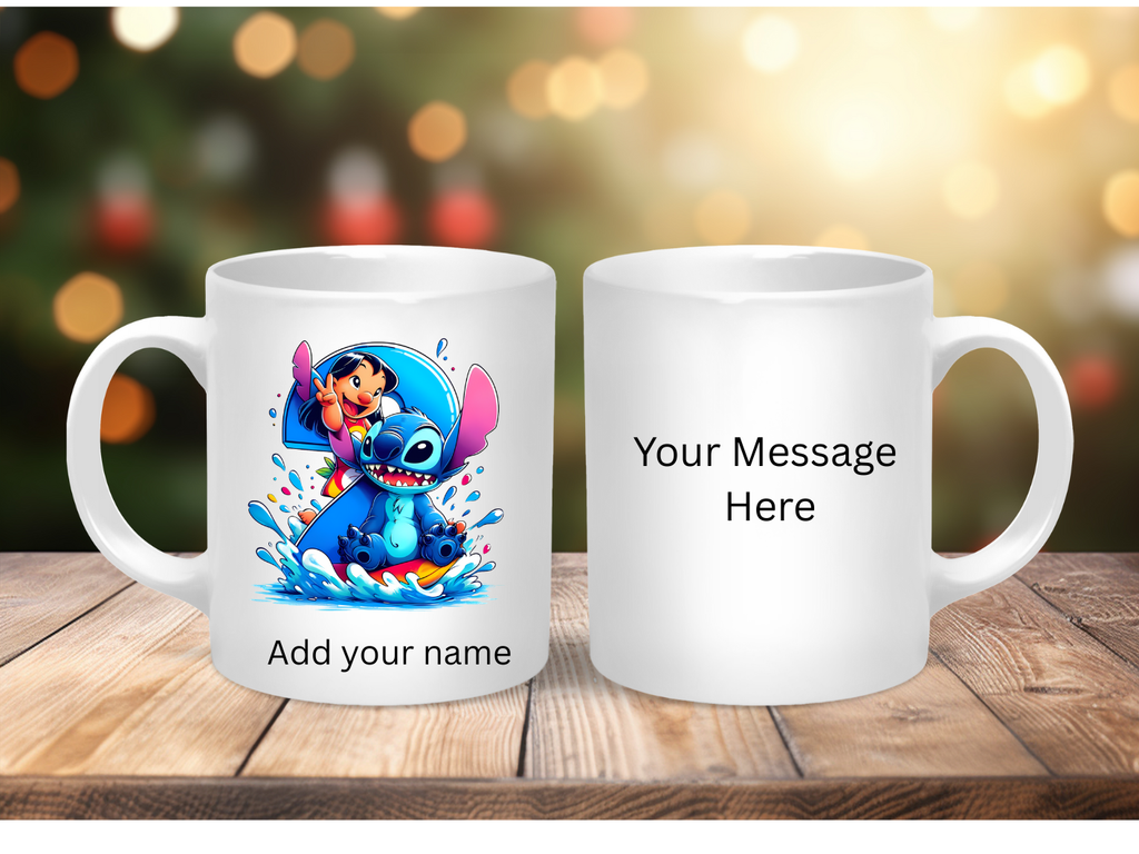 Stitch Number Mug – Personalised Number Mug (1–9) | Cute Character Coffee Cup