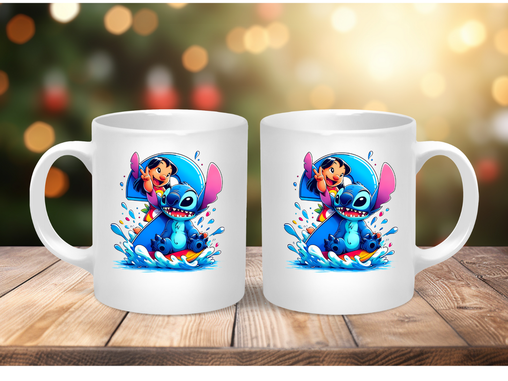 Stitch Number Mug – Personalised Number Mug (1–9) | Cute Character Coffee Cup