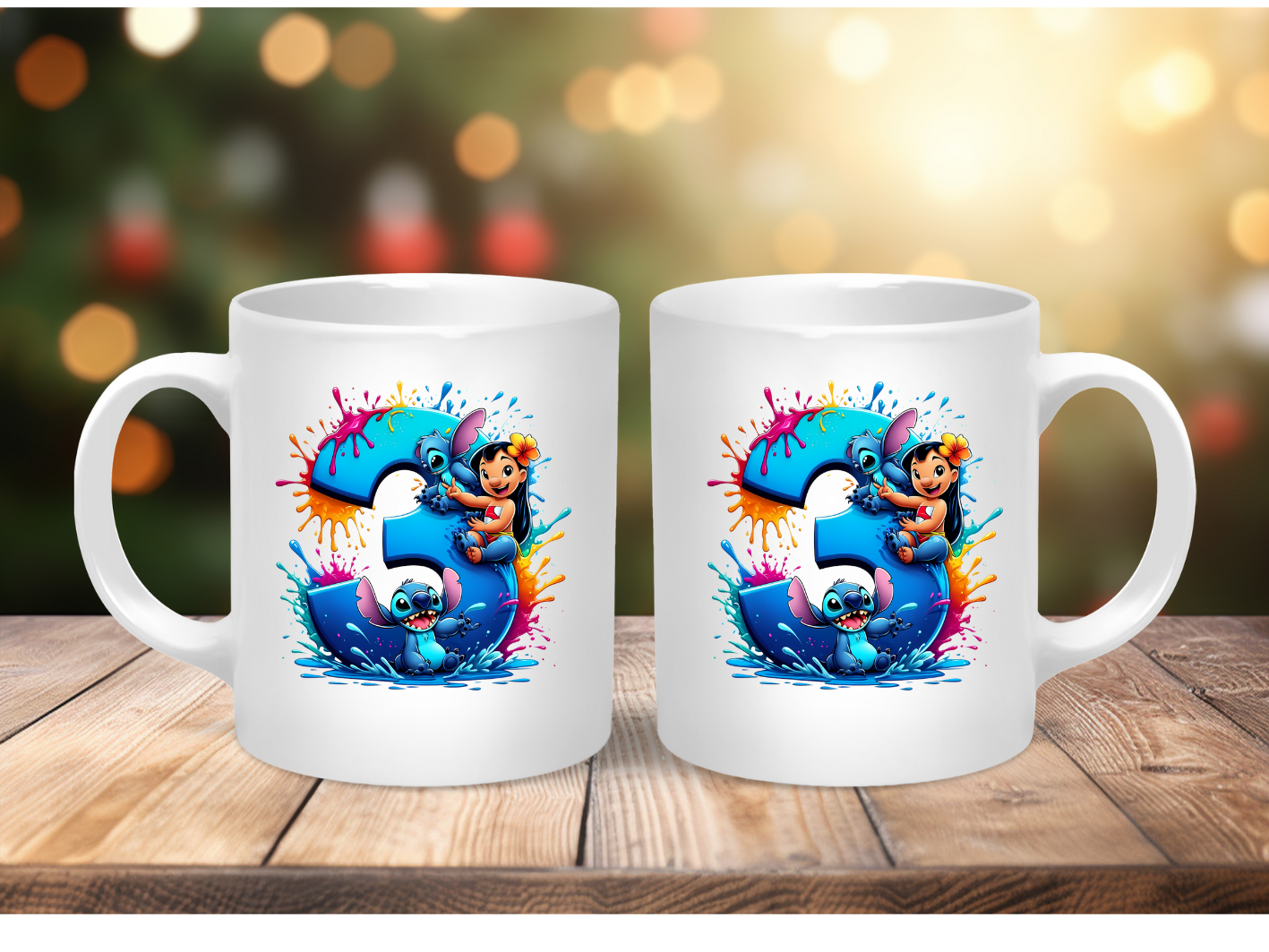 Stitch Number Mug – Personalised Number Mug (1–9) | Cute Character Coffee Cup