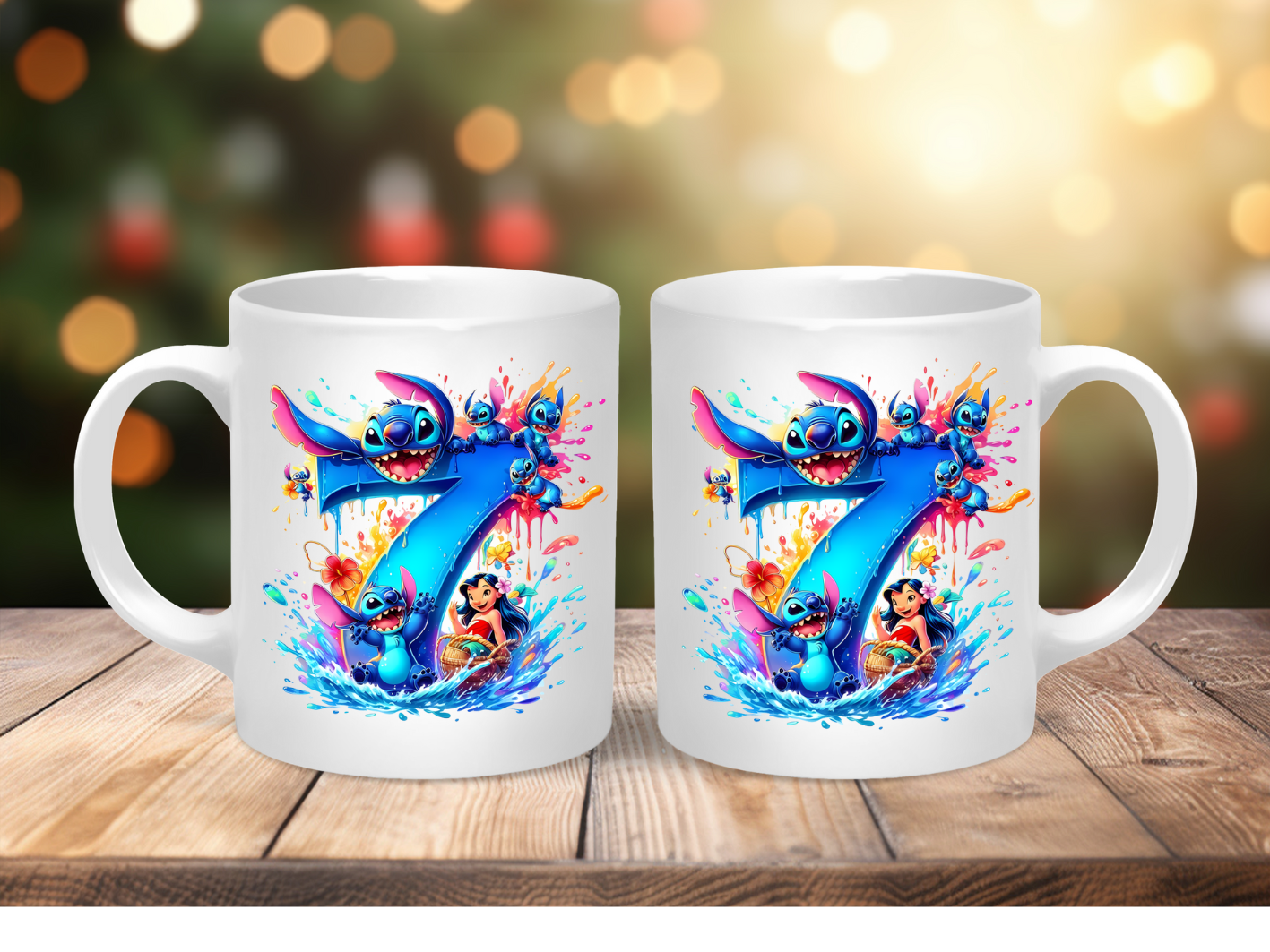 Stitch Number Mug – Personalised Number Mug (1–9) | Cute Character Coffee Cup