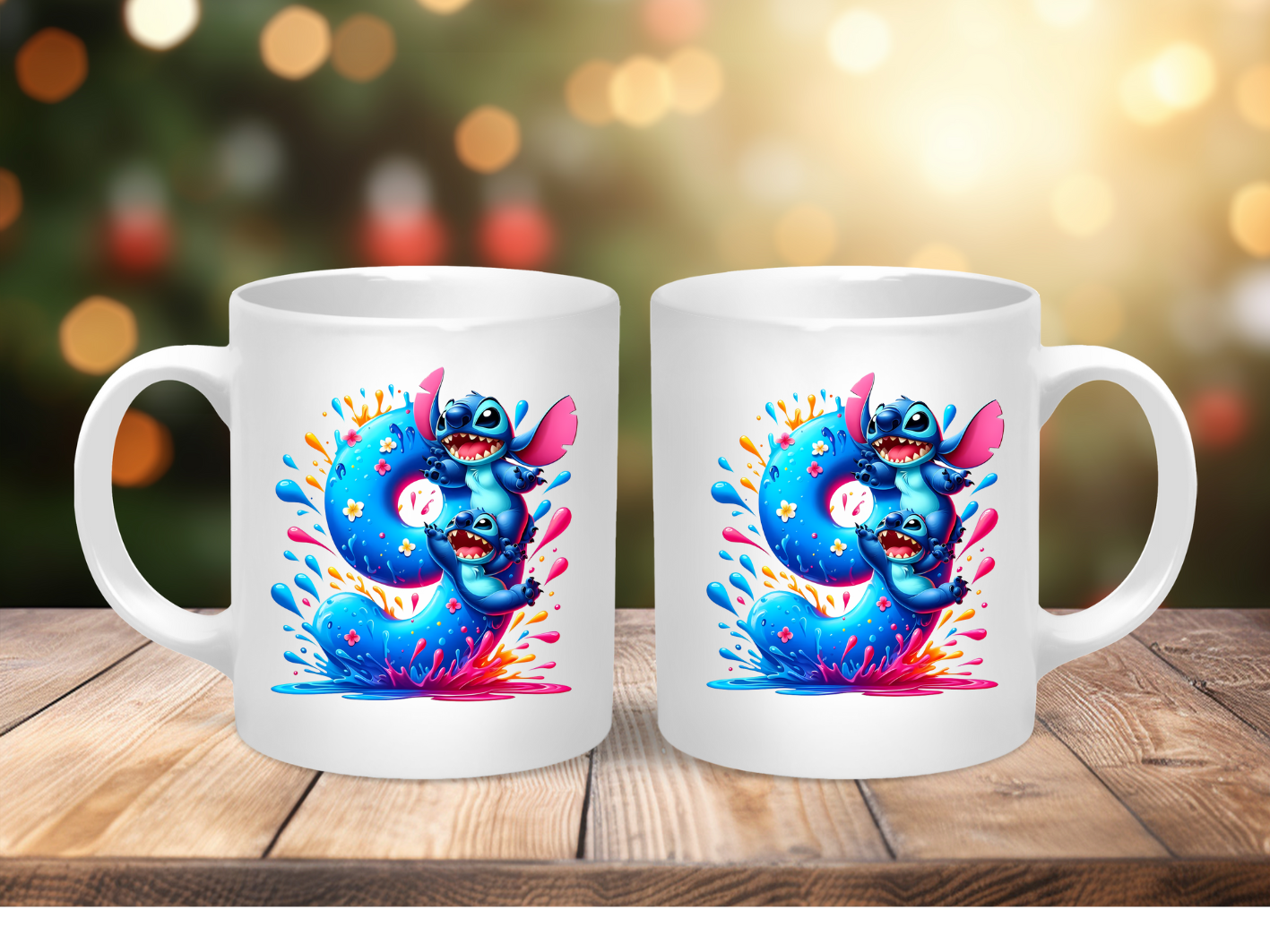 Stitch Number Mug – Personalised Number Mug (1–9) | Cute Character Coffee Cup